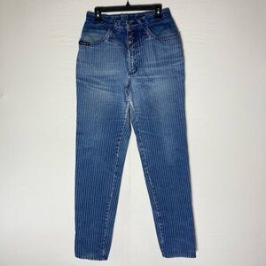 Vintage Blaze Blackfire Blue Pin Striped High Rise Hillbilly Western Jeans 13